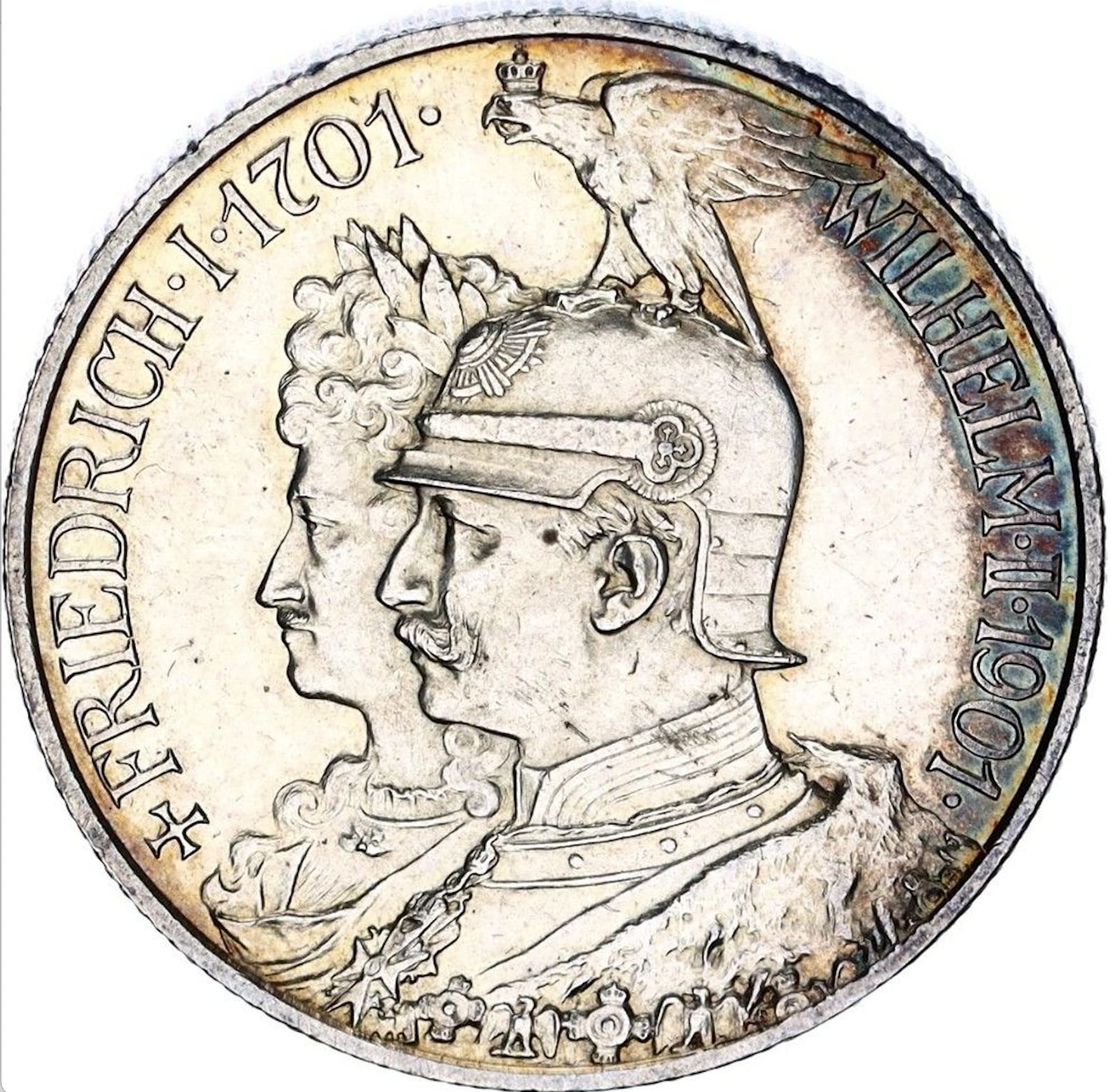 1901 A Zwei Kaisermark Silver German Coin. Issued Under Kaiser